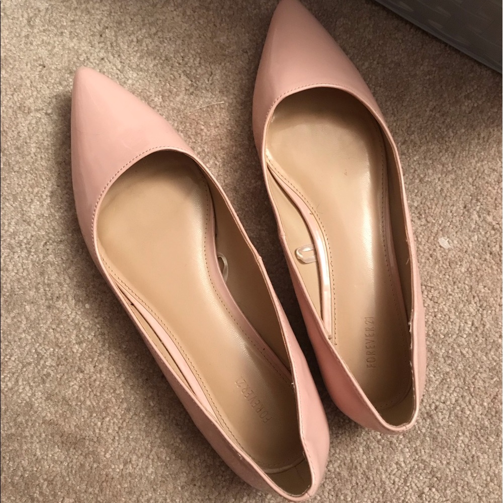 Blush pink pointed toe flats